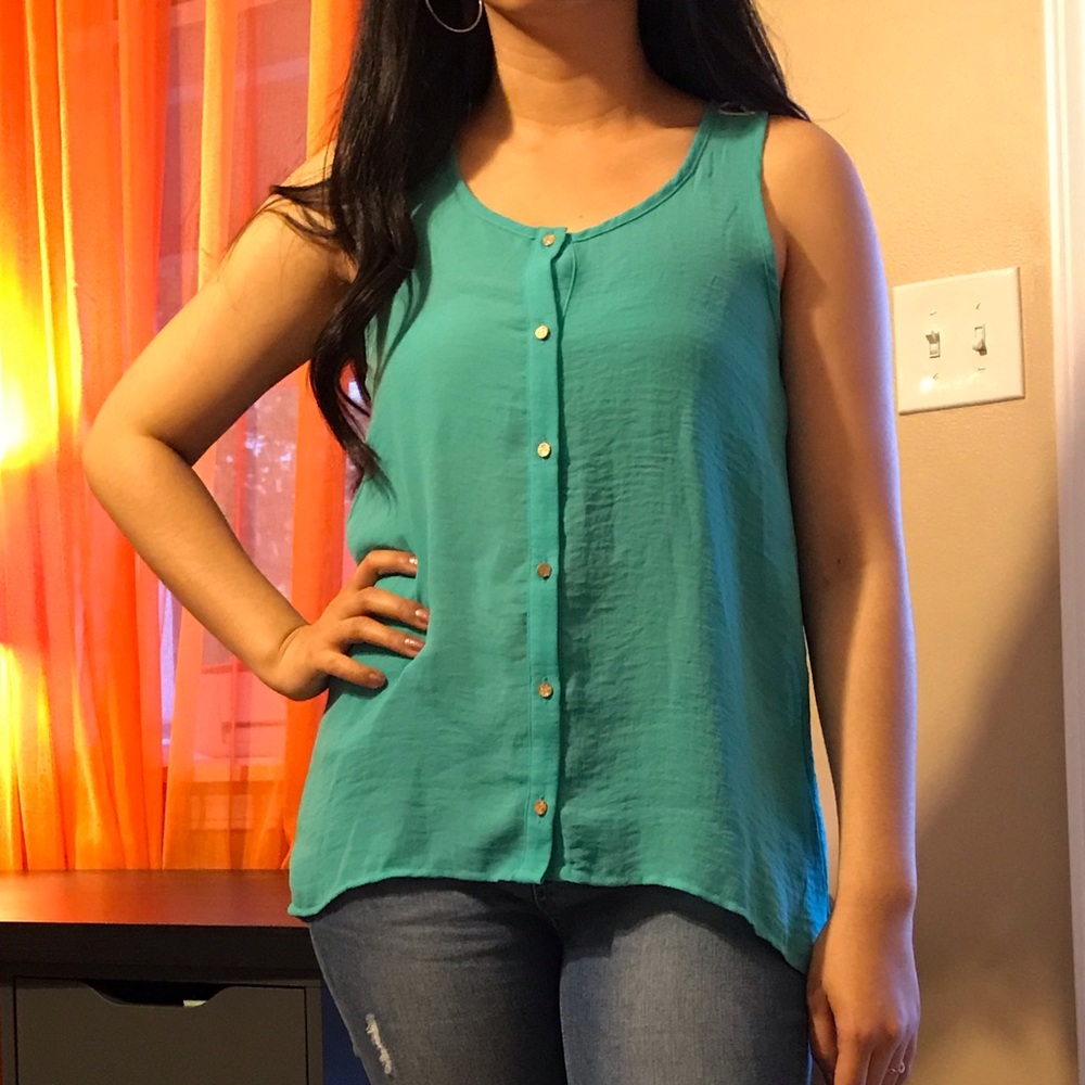 Teal Button Up Blouse